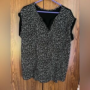Papermoon Reece Mixed Material Top - Black with White Dots - XL (Stitch Fix)